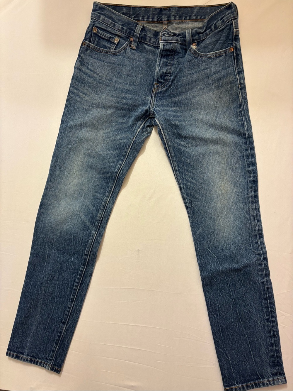 Levi's 501 Men's Slim Straight Jeans - Faded Blue Denim